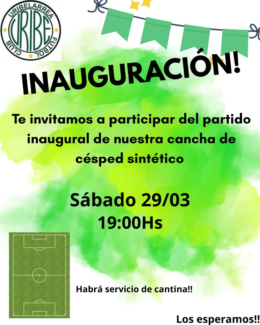 Flyer sobre la inauguración de la cancha